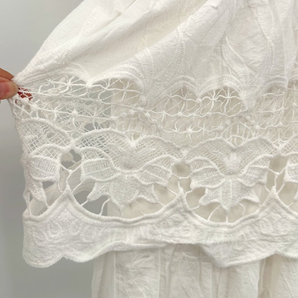 FARM Rio White Tiered Lace Midi Dress - Picture 5 of 15
